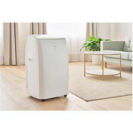 Sencor - Aire acondicionado portátil inteligente 5 en 1 con kit completo de accesorios 733W/230V 9000 BTU Wi-Fi blanco + mando a distancia