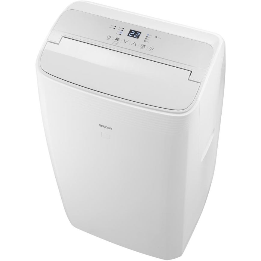 Sencor - Aire acondicionado portátil inteligente 5 en 1 con kit completo de accesorios 733W/230V 9000 BTU Wi-Fi blanco + mando a distancia
