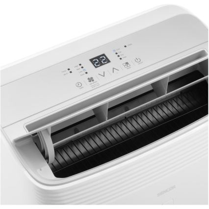 Sencor - Aire acondicionado portátil inteligente 5 en 1 con kit completo de accesorios 733W/230V 9000 BTU Wi-Fi blanco + mando a distancia
