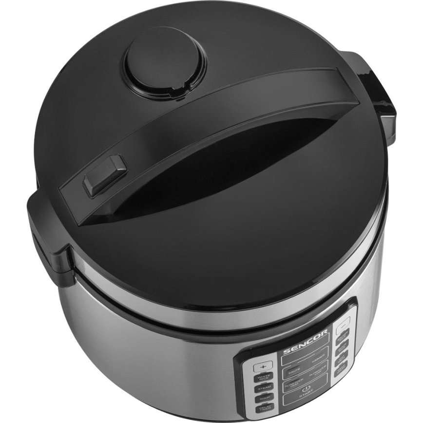 Sencor - Arrocera multifunción 700 W/230 V 1,5 l acero inoxidable/negro