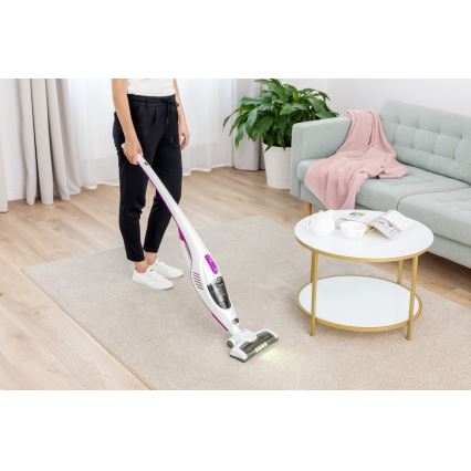 Sencor - Aspirador en barra con cepillo eléctrico giratorio 2en1 110W/14,8V 2200 mAh blanco