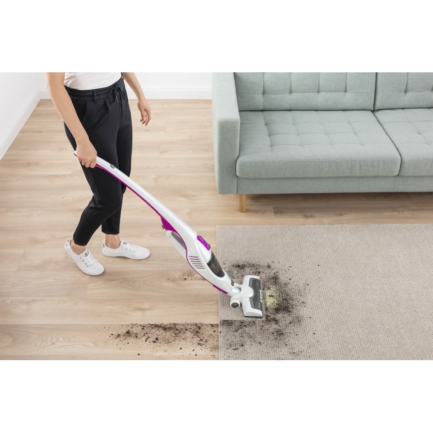 Sencor - Aspirador en barra con cepillo eléctrico giratorio 2en1 110W/14,8V 2200 mAh blanco