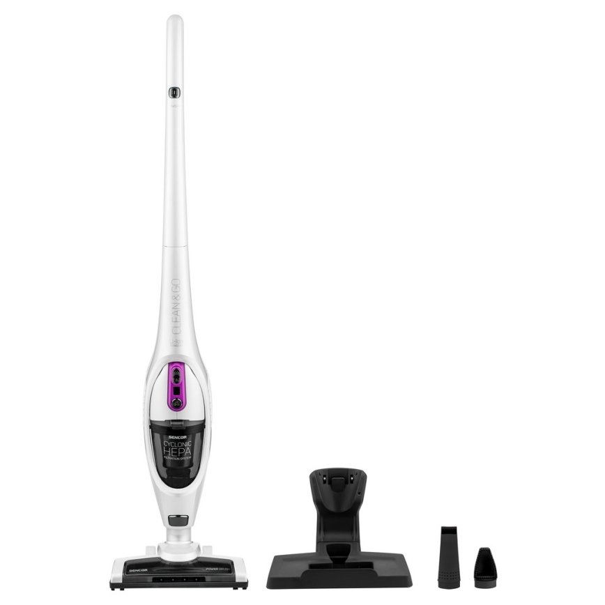 Sencor - Aspirador en barra con cepillo eléctrico giratorio 2en1 110W/14,8V 2200 mAh blanco