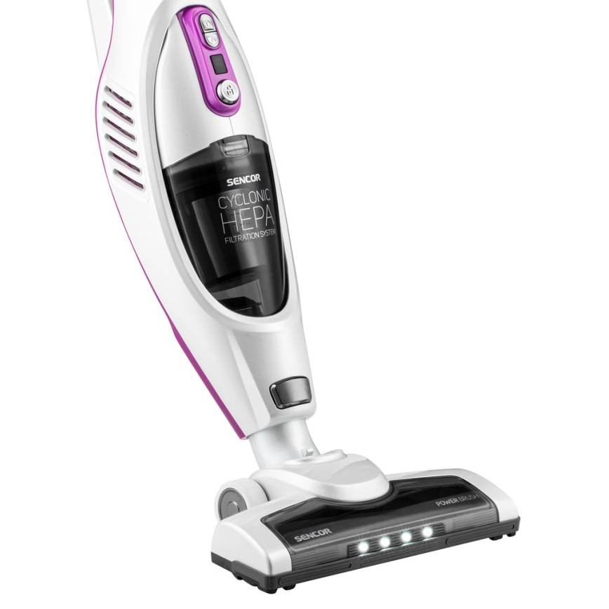 Sencor - Aspirador en barra con cepillo eléctrico giratorio 2en1 110W/14,8V 2200 mAh blanco