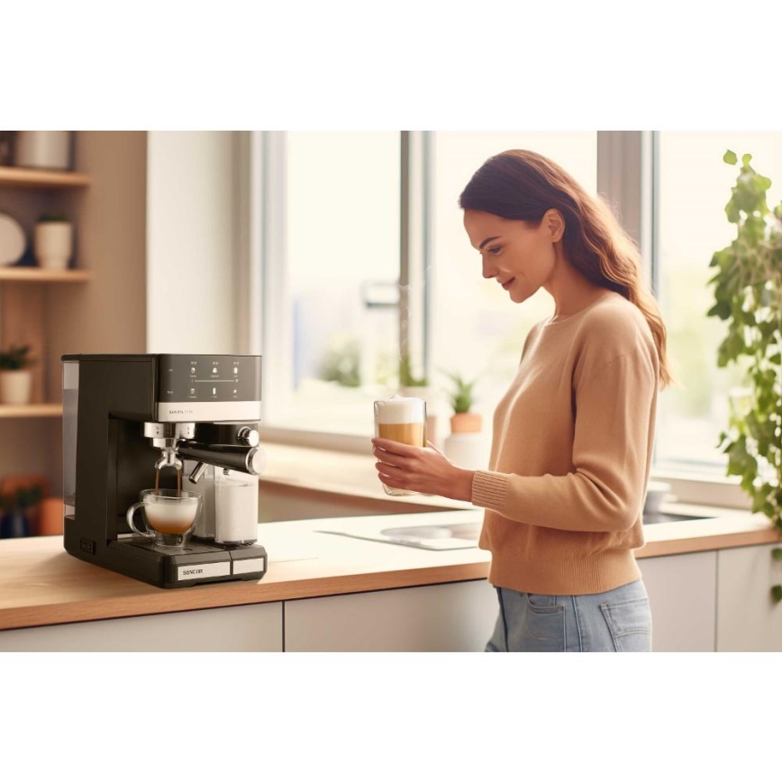 Sencor - Cafetera espresso de palanca 1350W/230V negro/cromo mate