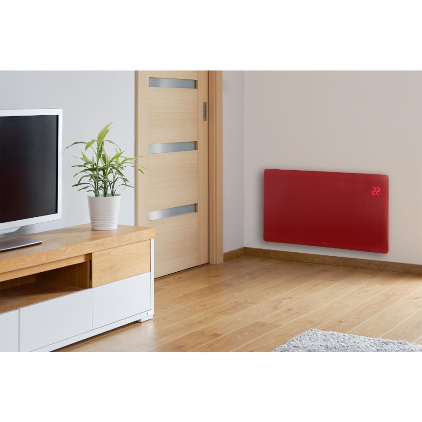 Sencor - Calefactor/convector eléctrico inteligente 1200/2400W/230V IP24 Wi-Fi rojo