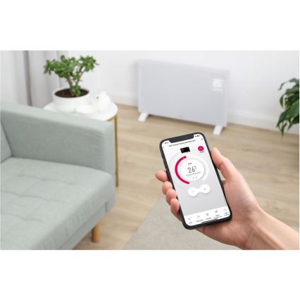 Sencor - Calefactor eléctrico inteligente/convector 2000W/230V IP24 Wi-Fi blanco + mando a distancia