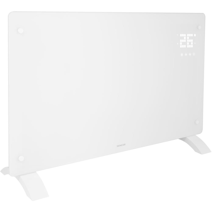 Sencor - Calefactor eléctrico inteligente/convector 2000W/230V IP24 Wi-Fi blanco + mando a distancia