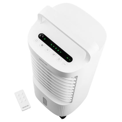 Sencor - Enfriador de aire portátil con pantalla LED 3 en 1 45W/230V blanco + mando a distancia