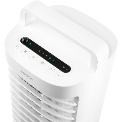 Sencor - Enfriador de aire portátil con pantalla LED 3 en 1 45W/230V blanco + mando a distancia