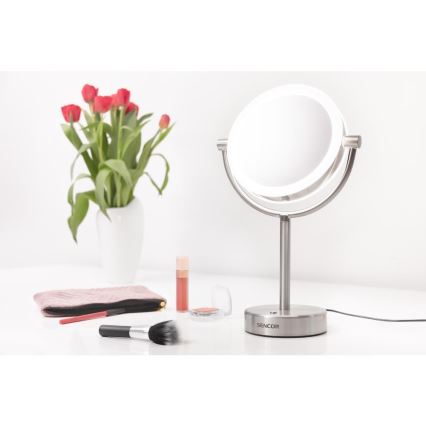 Sencor - Espejo cosmético con retroiluminación LED LED/5W/230V acero inoxidable