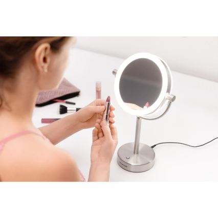 Sencor - Espejo cosmético con retroiluminación LED LED/5W/230V acero inoxidable
