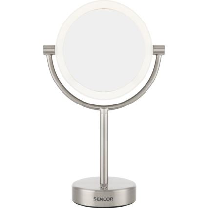 Sencor - Espejo cosmético con retroiluminación LED LED/5W/230V acero inoxidable
