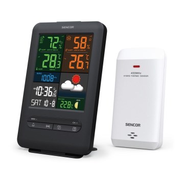 Sencor - Estacion meteorologica Con pantalla LCD a color 5V/1xCR2032 + 2xAA