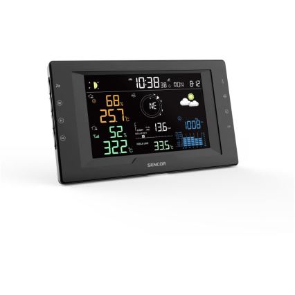 Sencor - Estación meteorológica profesional con pantalla LCD en color y despertador 5V/1xCR2032 + 3xAA
