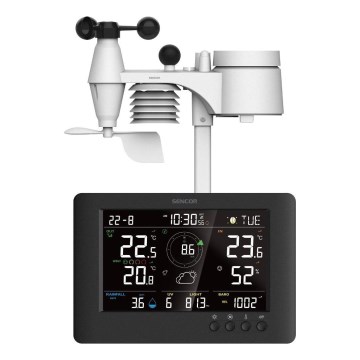 Sencor - Estación meteorológica profesional con pantalla LCD a color y despertador integrado 5V/1xCR2032 + 3xAA