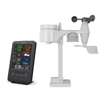 Sencor - Estación meteorológica profesional con pantalla LCD y despertador 1xCR2032 + 3xAA