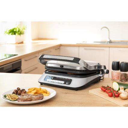 Sencor - Grill de contacto 2100W/230V cromo mate