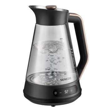 Sencor - Hervidor eléctrico con control de temperatura, 1,5 l, 2150 W/230 V, negro/oro rosa