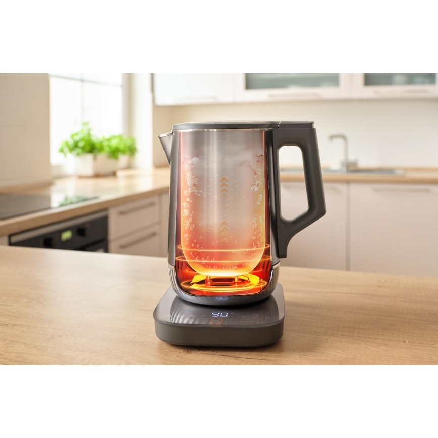 Sencor - Hervidor eléctrico con control de temperatura 1,7 l 1800W/230V acero inoxidable
