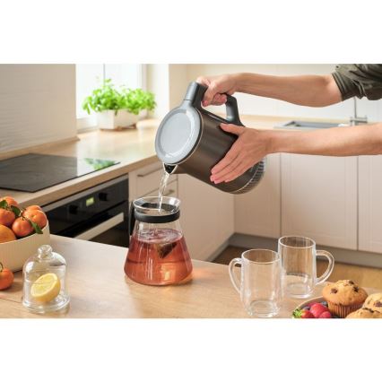 Sencor - Hervidor eléctrico con control de temperatura 1,7 l 1800W/230V acero inoxidable