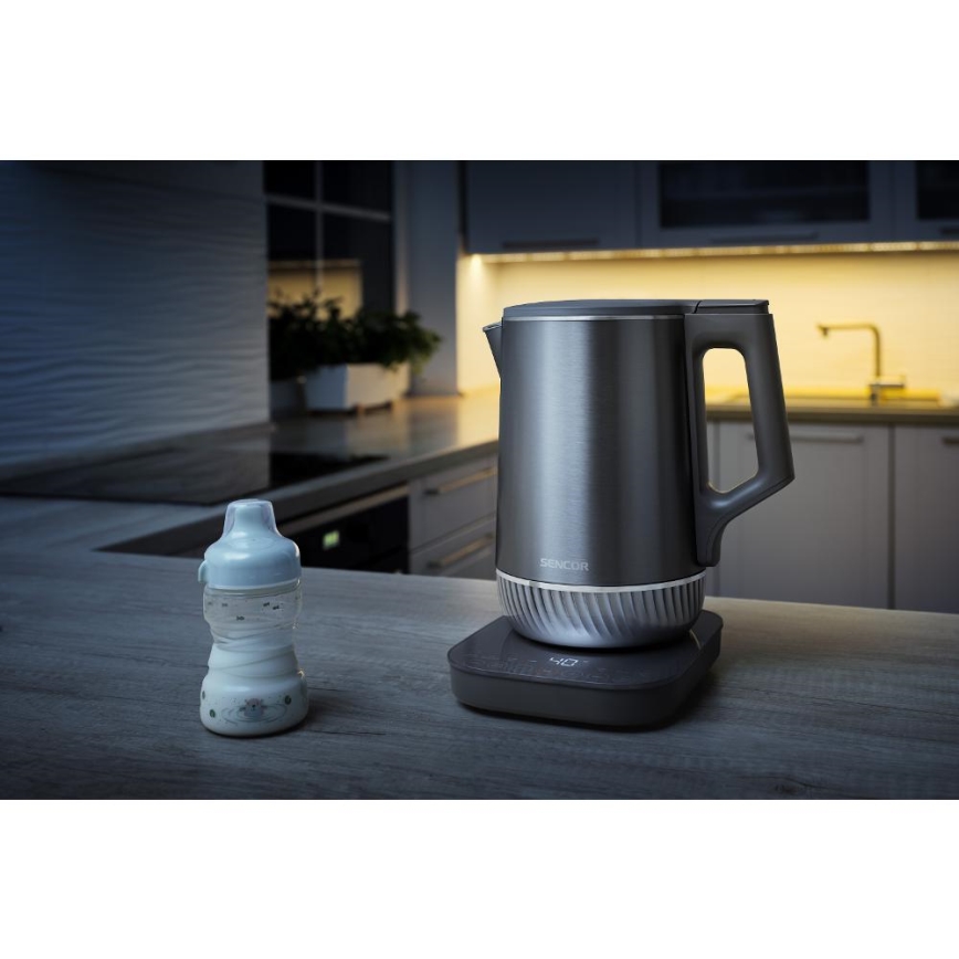 Sencor - Hervidor eléctrico con control de temperatura 1,7 l 1800W/230V acero inoxidable