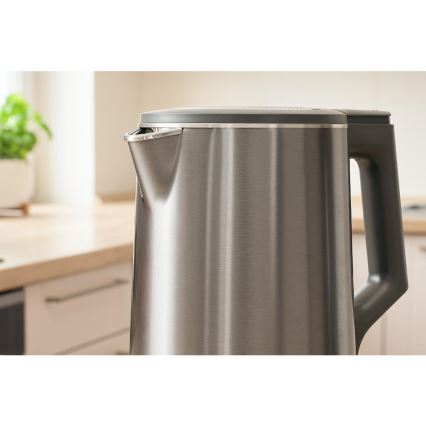 Sencor - Hervidor eléctrico con control de temperatura 1,7 l 1800W/230V acero inoxidable