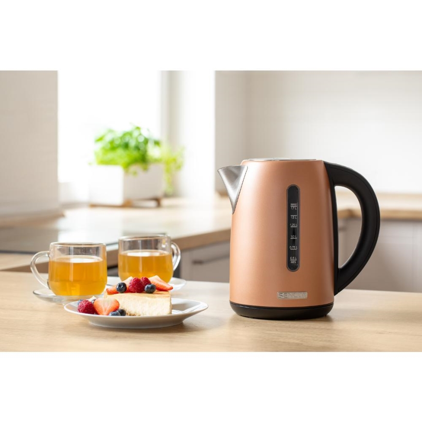 Sencor - Hervidor eléctrico con control de temperatura 1,7 l 2150 W/230 V acabado cobre