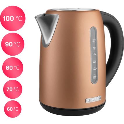Sencor - Hervidor eléctrico con control de temperatura 1,7 l 2150 W/230 V acabado cobre