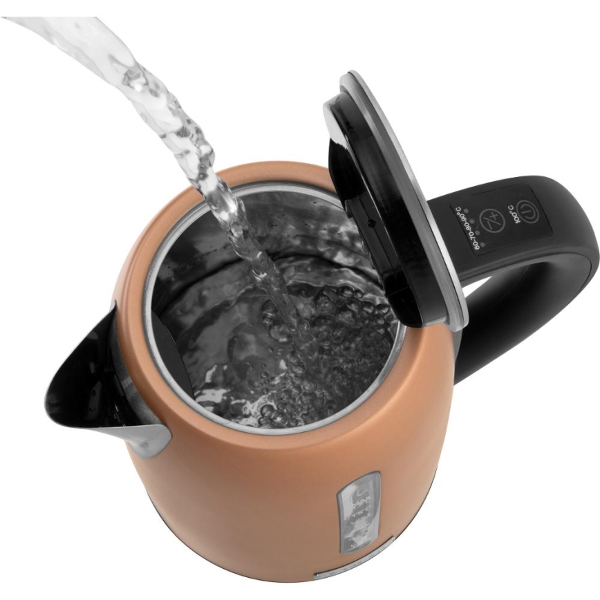 Sencor - Hervidor eléctrico con control de temperatura 1,7 l 2150 W/230 V acabado cobre
