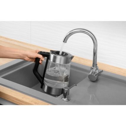 Sencor - Hervidor eléctrico con control de temperatura 1,7 l 2200 W/230 V cromo mate/negro