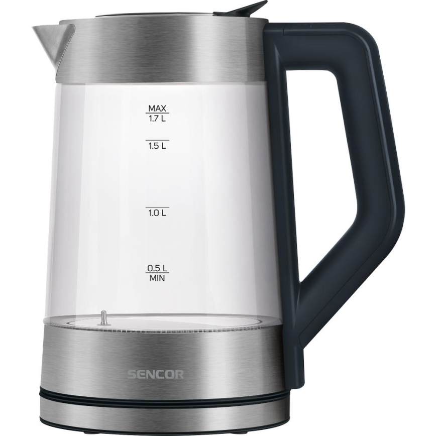 Sencor - Hervidor eléctrico con control de temperatura 1,7 l 2200 W/230 V cromo mate/negro