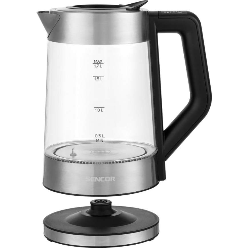 Sencor - Hervidor eléctrico con control de temperatura 1,7 l 2200 W/230 V cromo mate/negro