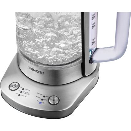 Sencor - Hervidor eléctrico con regulación de temperatura 1,5 l 1500W/230V acero inoxidable
