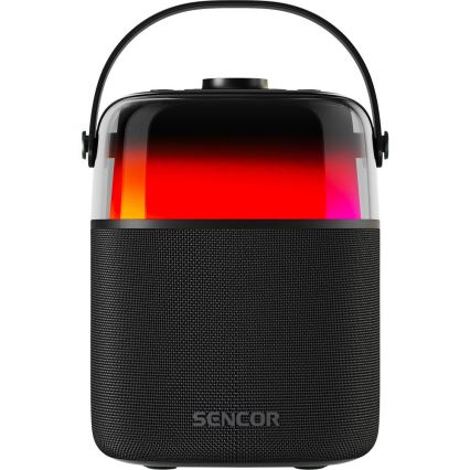 Sencor - LED RGB Altavoz con micrófonos inalámbricos 35W 8000 mAh + 2x 1800 mAh IPX5 negro