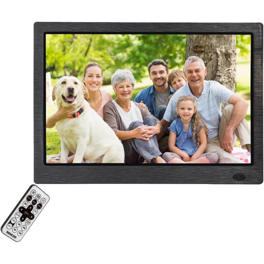 Sencor - Marco digital para fotos de 13,3 con altavoz 230V antracita + mando a distancia
