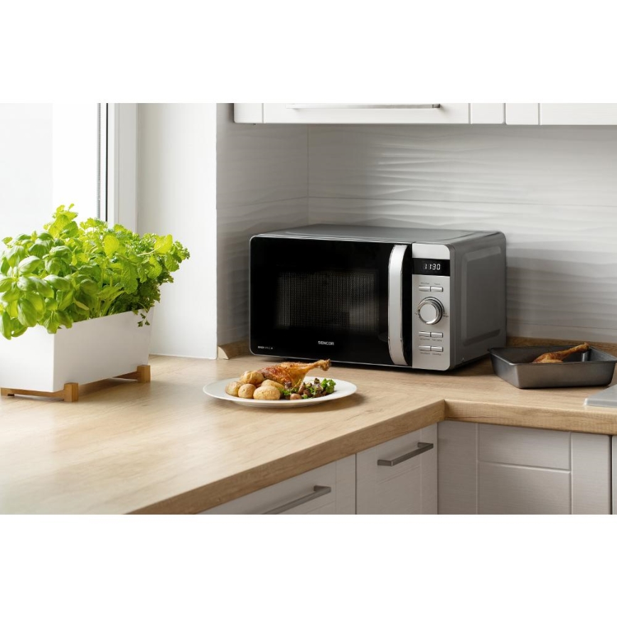 Sencor - Microondas 800 W / 230 V, 17 L, plateado