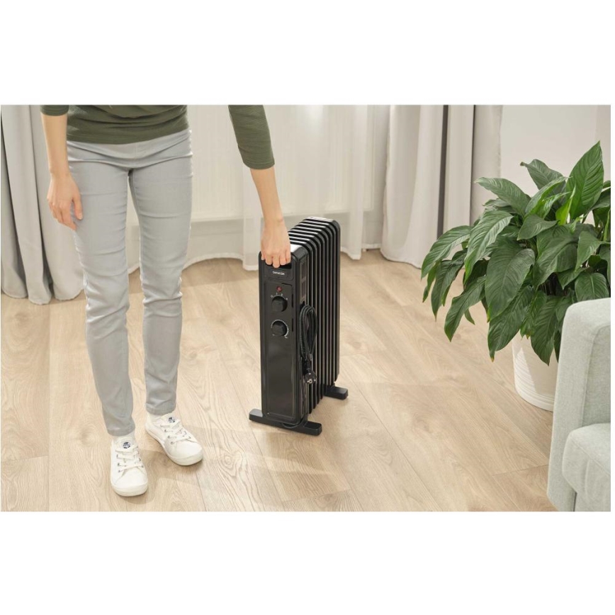 Sencor - Radiador de aceite con 9 secciones 800/1200/2000W/230V negro