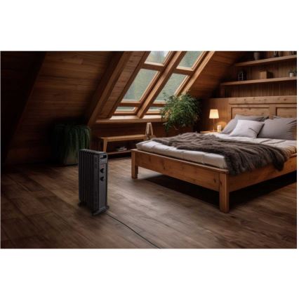 Sencor - Radiador de aceite con 9 secciones 800/1200/2000W/230V negro