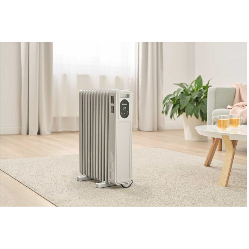 Sencor - Radiador de aceite de 11 secciones 1000/2300 W/230 V blanco + mando a distancia