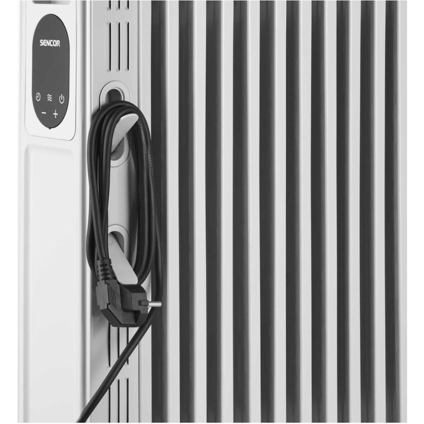 Sencor - Radiador de aceite de 11 secciones 1000/2300 W/230 V blanco + mando a distancia