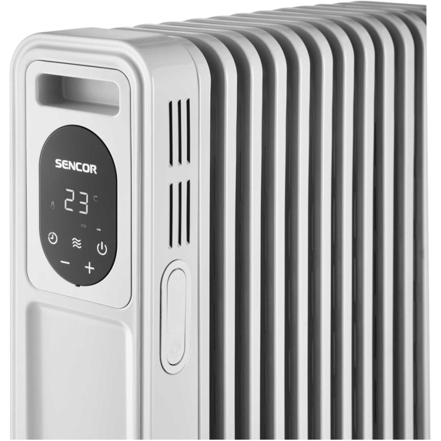 Sencor - Radiador de aceite con 13 elementos 1000/2500W/230V blanco + mando a distancia