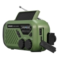 Sencor - Radio de camping con manivela, panel solar y linterna LED 5V/2000 mAh IPX4 verde
