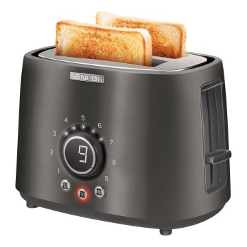 Sencor - Tostadora con dos ranuras y rejilla para calentar 1000W/230V antracita