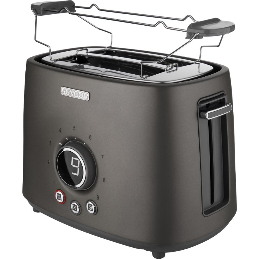 Sencor - Tostadora con dos ranuras y rejilla para calentar 1000W/230V antracita