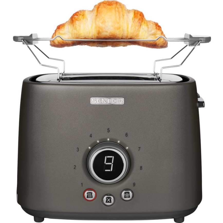 Sencor - Tostadora con dos ranuras y rejilla para calentar 1000W/230V antracita