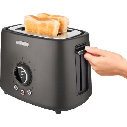 Sencor - Tostadora con dos ranuras y rejilla para calentar 1000W/230V antracita