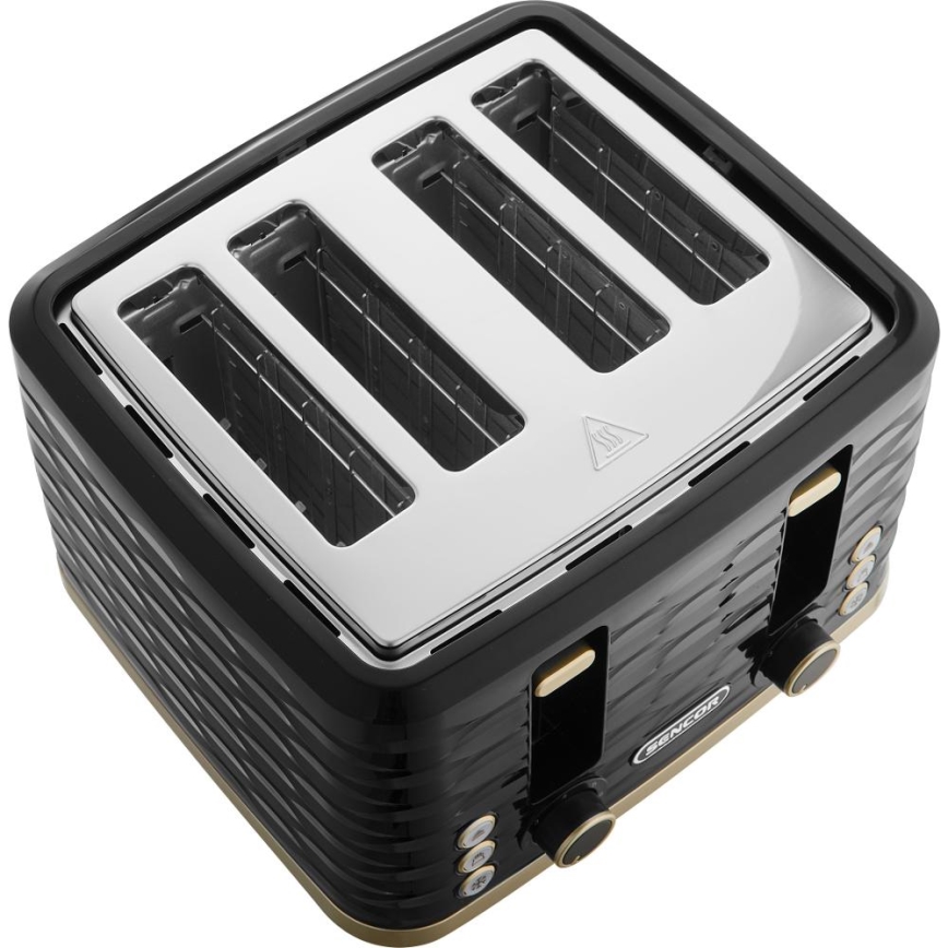 Sencor - Tostadora de cuatro ranuras 1600 W/230 V negra/beige