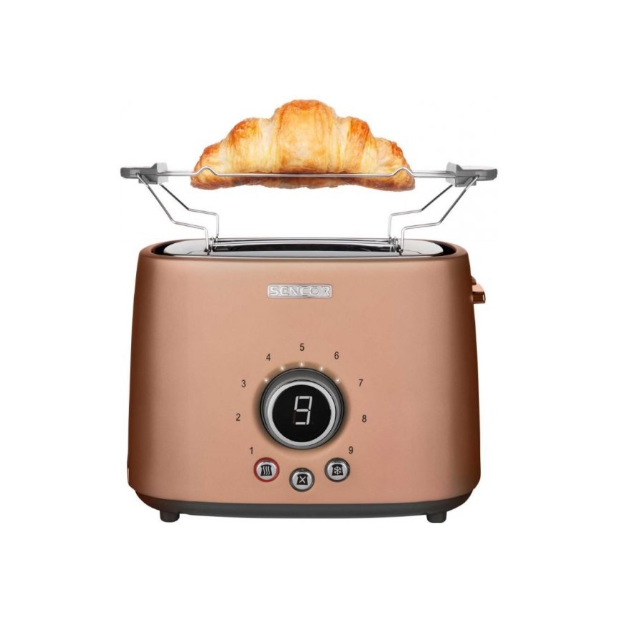 Sencor - Tostadora de dos ranuras con rejilla para calentar, 1000W/230V, color cobre