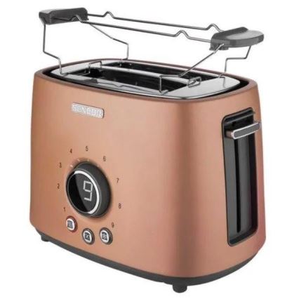 Sencor - Tostadora de dos ranuras con rejilla para calentar, 1000W/230V, color cobre